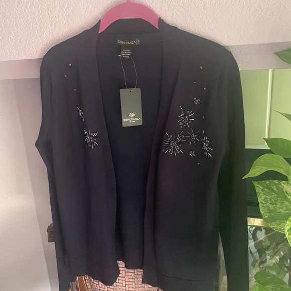 ESPERANZA CARDIGAN EMBELLISHED SWEATER (Small) - Picture 1 of 10